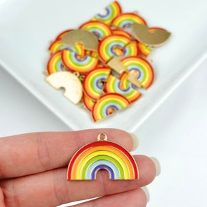 2 Rainbow Charms/ Enamel Rainbow Pendants/ Pride/ Colorful Charms/ DIY Jewelry Supplies