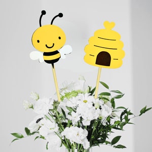 Decorazioni per feste a nido d'ape e calabrone / Cosa sarà l'arredamento del tavolo per la doccia di Baby Bee / Centrotavola da mamma ad ape / Festa di compleanno Happy Beeday