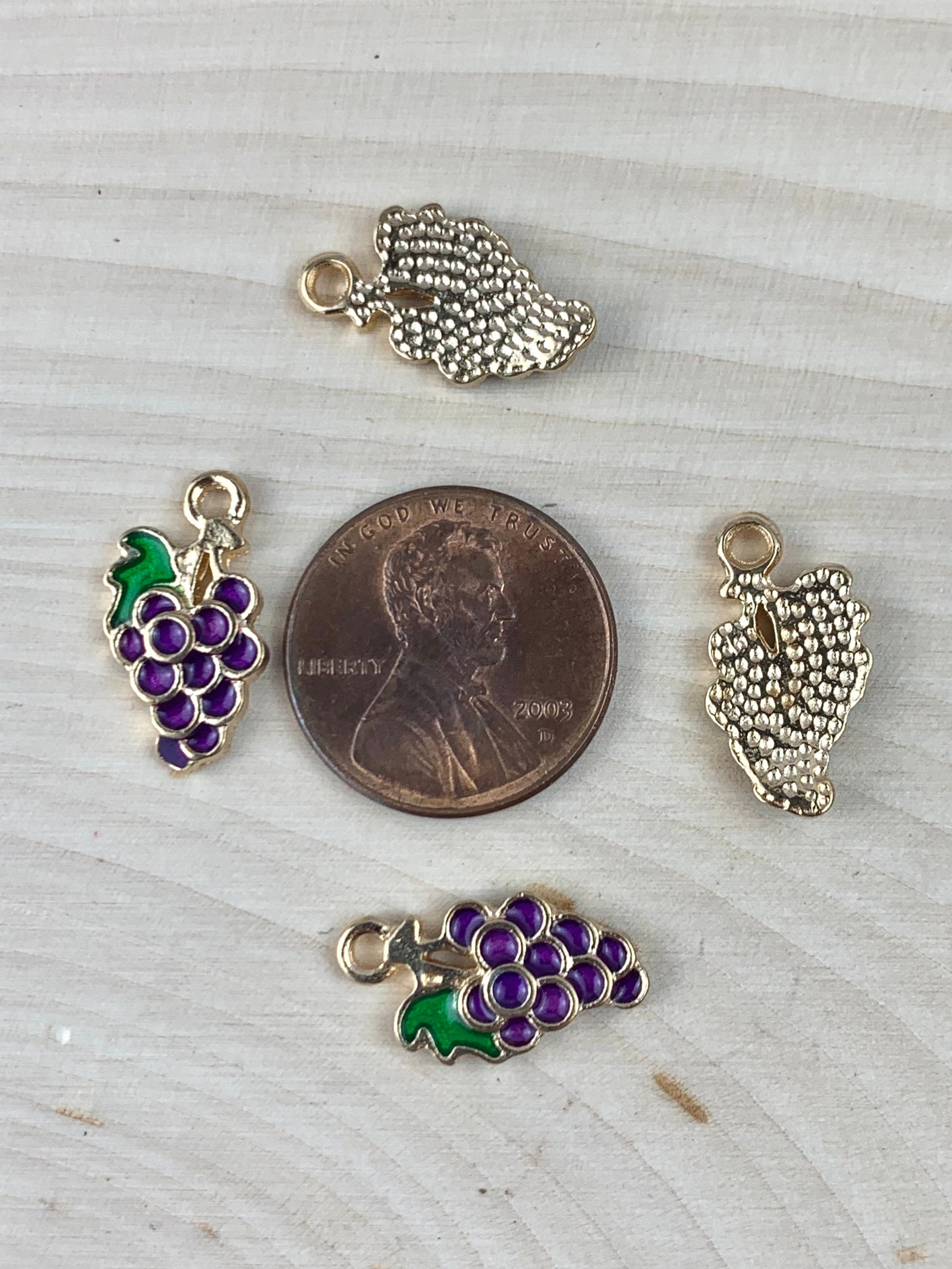 Grape Charms/ 5 Pcs/ Fruit Enamel Charms/ Fruit Jewelry/ Purple ...