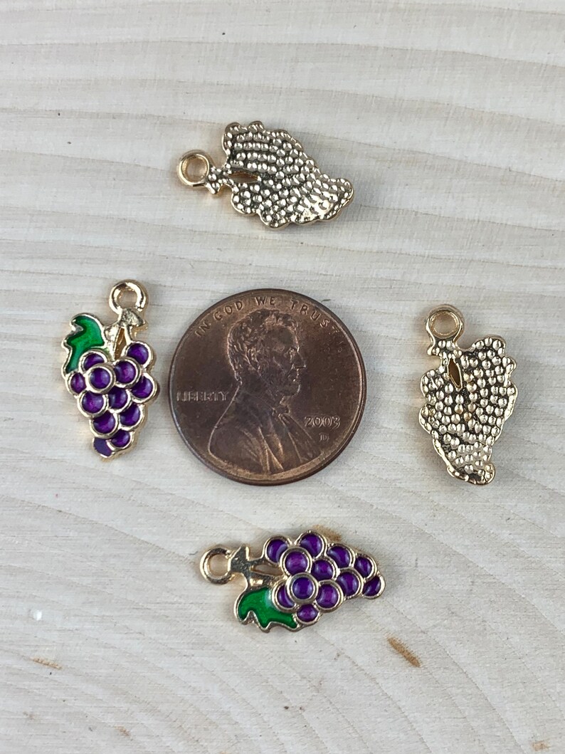 Grape Charms/ 5 Pcs/ Fruit Enamel Charms/ Fruit Jewelry/ Purple ...