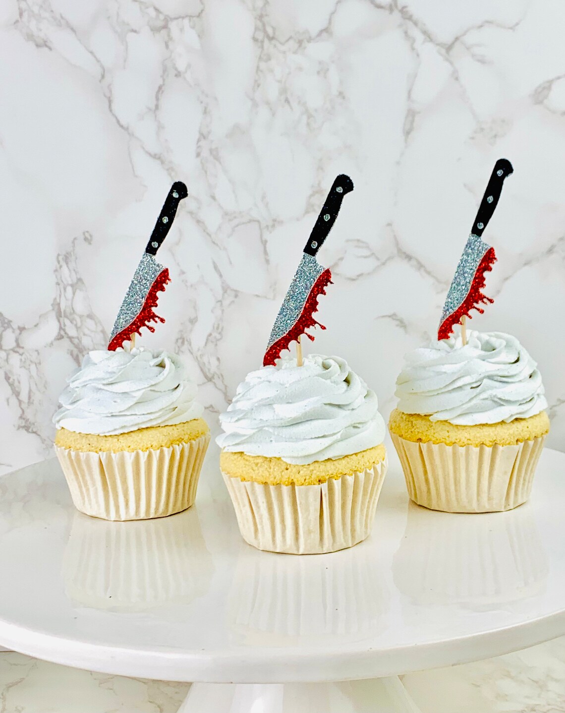 12 Bloody Knife Cupcake Toppers Horror Movie Party Decor Etsy