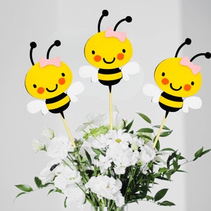 Decorazioni per feste a forma di calabrone / Cosa farà Baby Bee Decorazioni per la tavola per baby shower / Centrotavola floreali da mamma ad ape / Scelte per feste di compleanno di Happy Beeday