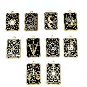 Tarotkaartbedels / Tarothanger / De maan / De zon / De ster / Mystieke charmes / Spooky Halloween-benodigdheden voor het maken van sieraden / Ambachtelijk maken