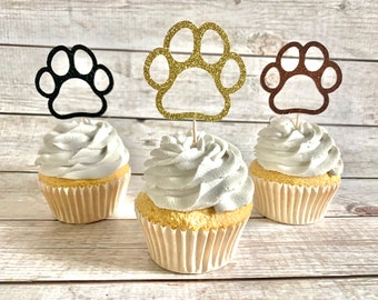 Dog Paw Cupcake Toppers/ Paw Print/ Dog Birthday Party/ Puppy Party/ 12 Ct.