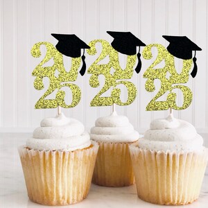 2025 afstuderen cupcake toppers/klasse van 2025 feestdecor/afstuderen feestdecoraties/college gebonden/gefeliciteerd diploma/tafeldecor/12 kt.