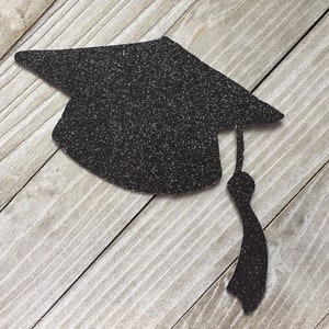 Graduation Cap Cut Outs, Glitter Grad Caps, Die Cuts, Graduation Centerpieces, Grad Party Decor, 12 pieces image 1