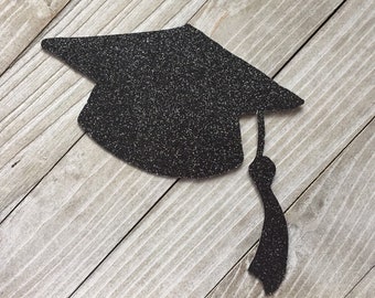 Graduation Cap Cut Outs, Glitter Grad Caps, Die Cuts, Graduation Centerpieces, Grad Party Decor, 12 pieces