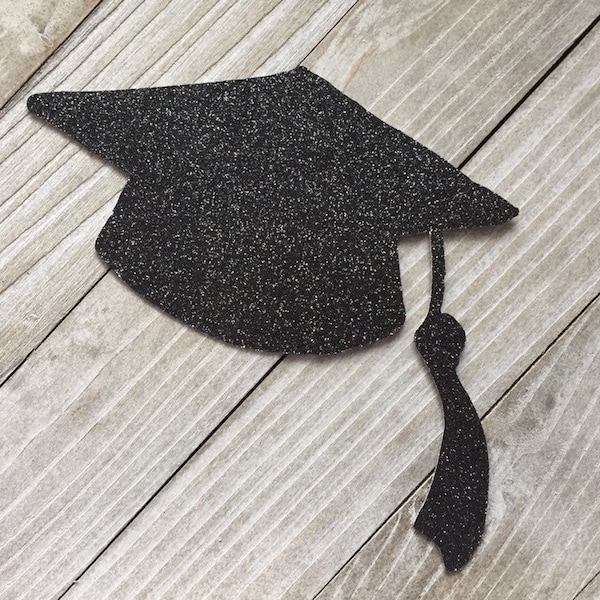 Graduation Cap Cut Outs, Glitter Grad Caps, Die Cuts, Graduation Centerpieces, Grad Party Decor, 12 pieces