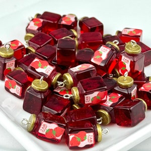 1 Strawberry Jam Charms/ Strawberry Jelly Charm/ Resin Breakfast Food Pendant/ Quirky Charms/ Jewelry Making Supplies/ Craft Supplies