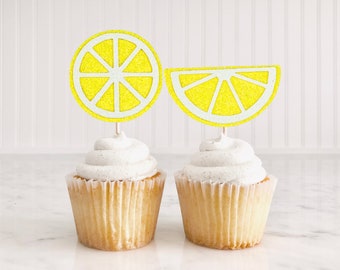 Lemon Cupcake Toppers/ Lemonade/One In A Lemon Birthday/Lemonade Party/ Little Lemon Baby Shower/She Found Her Main Squeeze Engagement Decor