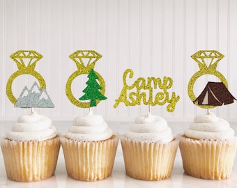 Camp Bach Cupcake Toppers/ Bachelorette Camp Party Decorations/ Last Trail Before The Vail Engagement/ Weekend In The Woods Bridal Shower