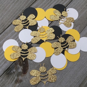 150 bumble bee and circle confetti, baby bee, mommy to be, what will it bee baby shower, happy bee day decor