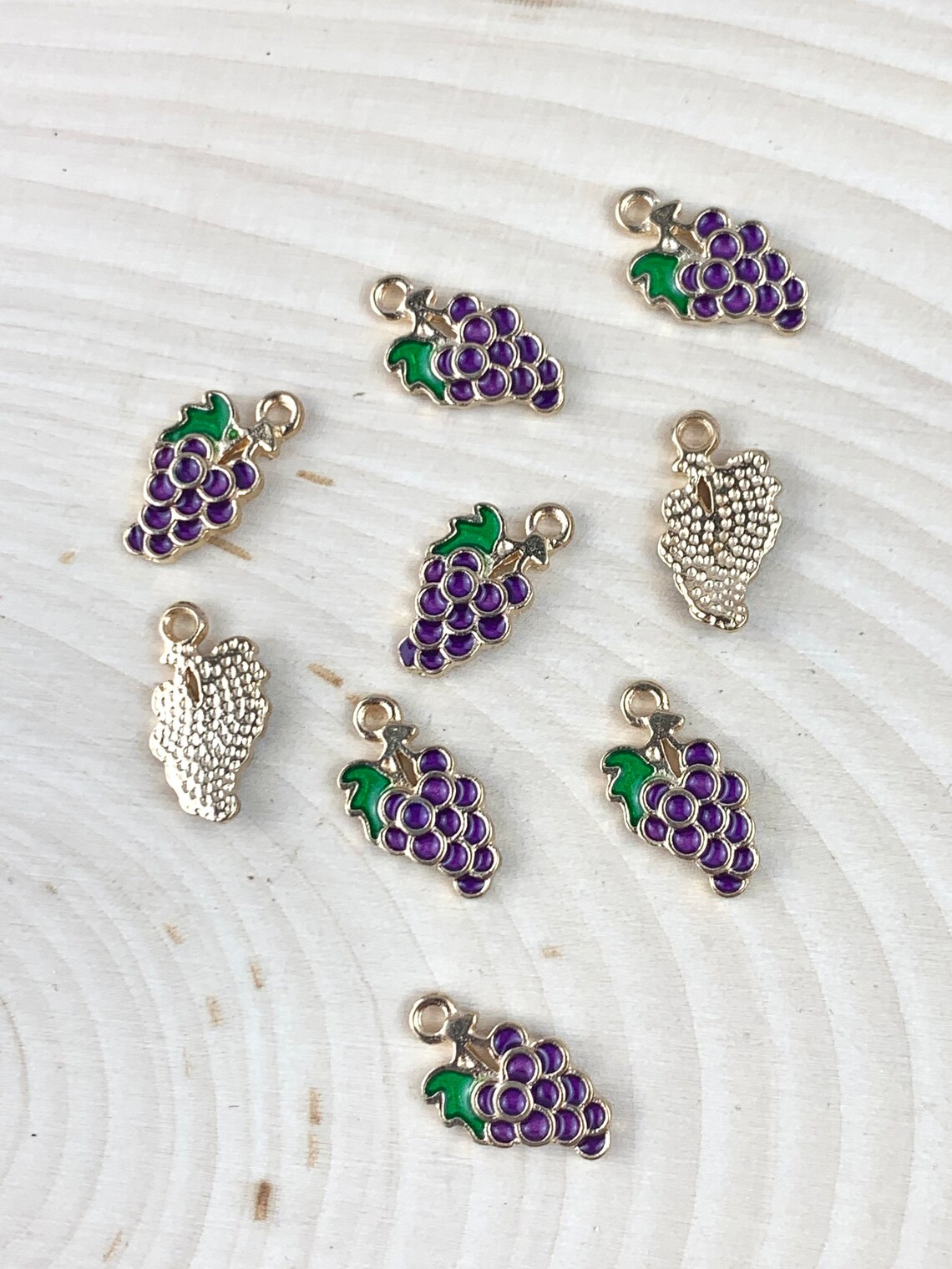 Grape Charms/ 5 Pcs/ Fruit Enamel Charms/ Fruit Jewelry/ Purple ...
