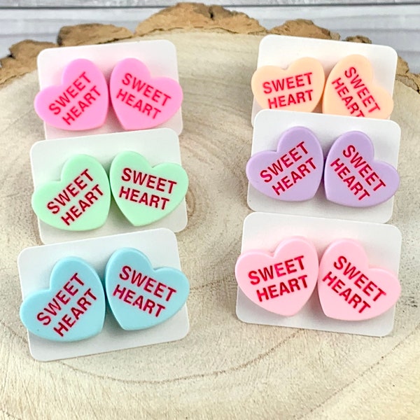 Candy Heart Earrings Etsy
