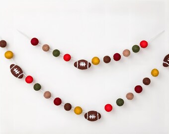 Customizable Fall Football Felt Garland/ Sports Birthday Party Decor/ Boy Nursery/ Game Day/ Newborn Photo Shoot Prop/ Seasonal Home Decor