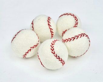 Felt Baseball/ Wool Felted Sport Shapes/ DIY Garland/ Boy Nursery Decor/ Sports Fan/ Newborn Photo Shoot Props/ Bowl Filler/ Home Decor