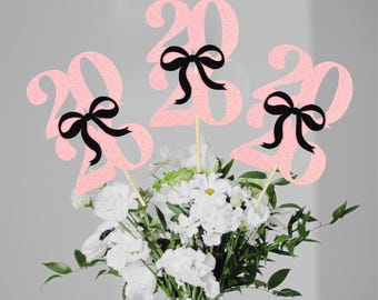 Pink Class of 2026 Coquette Centerpieces/ Bow Party Decorations/ Girly Graduaton Decor/ Baby Shower/ Senior Night Floral Picks/ She Did It