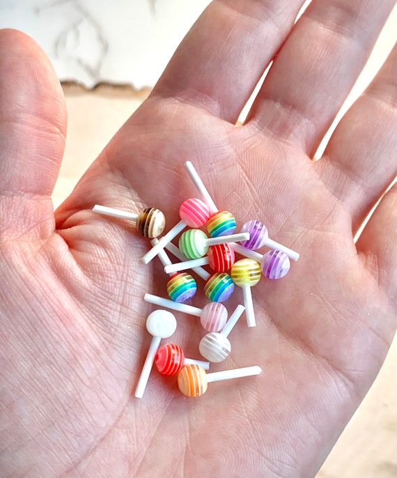 10 Mini Lollipop Candy Cabochons/ Candy Resin/ Lollipop Nail