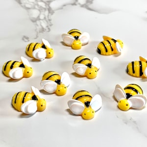 5 oder 10 Hummel Charms / Harz Flatback Cabochon / Biene Verschönerung / Schmuckherstellung Zubehör / Schuh Anhänger Zubehör / Bogen Mitte