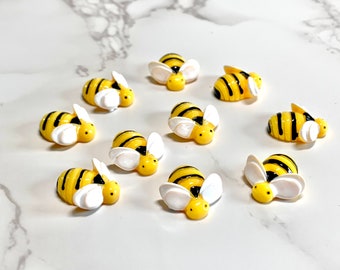 5 or 10 Bumble Bee Charms/ Resin Flatback Cabochon/ Bee Embellishment/ Jewelry Making Supplies/ Shoe Charm Supplies/ Bow Center