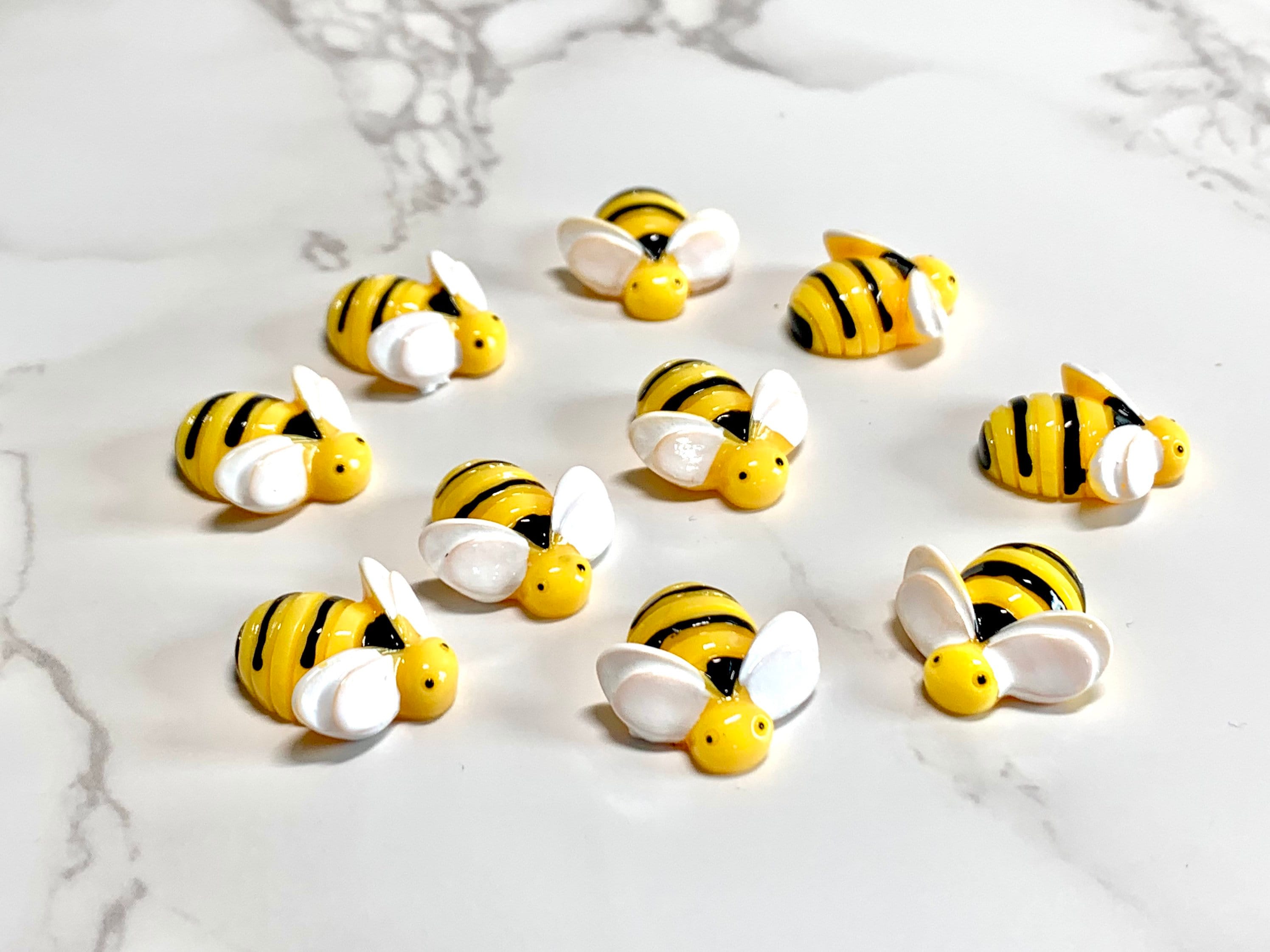 Bumblebee Concave back Bee Charms Honey Bees Smile Kawaii Charm Caboch