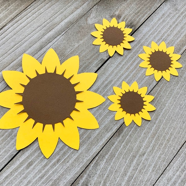 20 Sunflower Die Cuts, Sunflower Confetti, Flower Decor, Garden Party, Wedding Decor