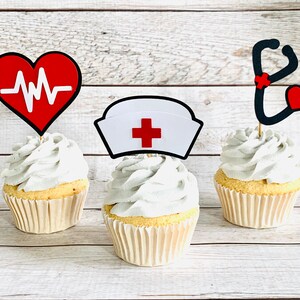 12 Nurse Graduation Cupcake Toppers, Nurse Party Decor, RN Graduation, Nurse Party