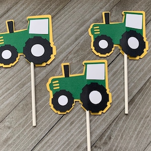 12 Tractor Cupcake Toppers/ Tractor Cupcake Toppers/ Tractor Party Decor/ Farm Baby Shower