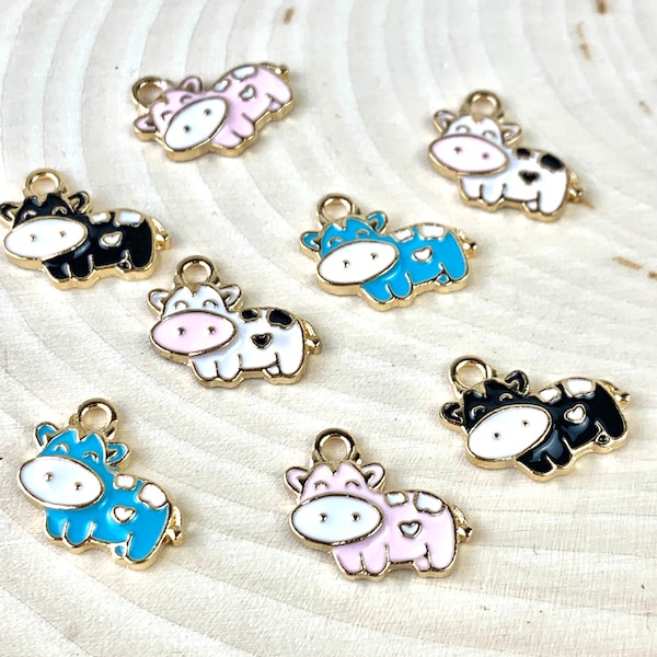 5 Pcs Cow Charms/ Animal Charms/ Farm Jewelry/ Cow Pendant/ Jewelry Making Supplies