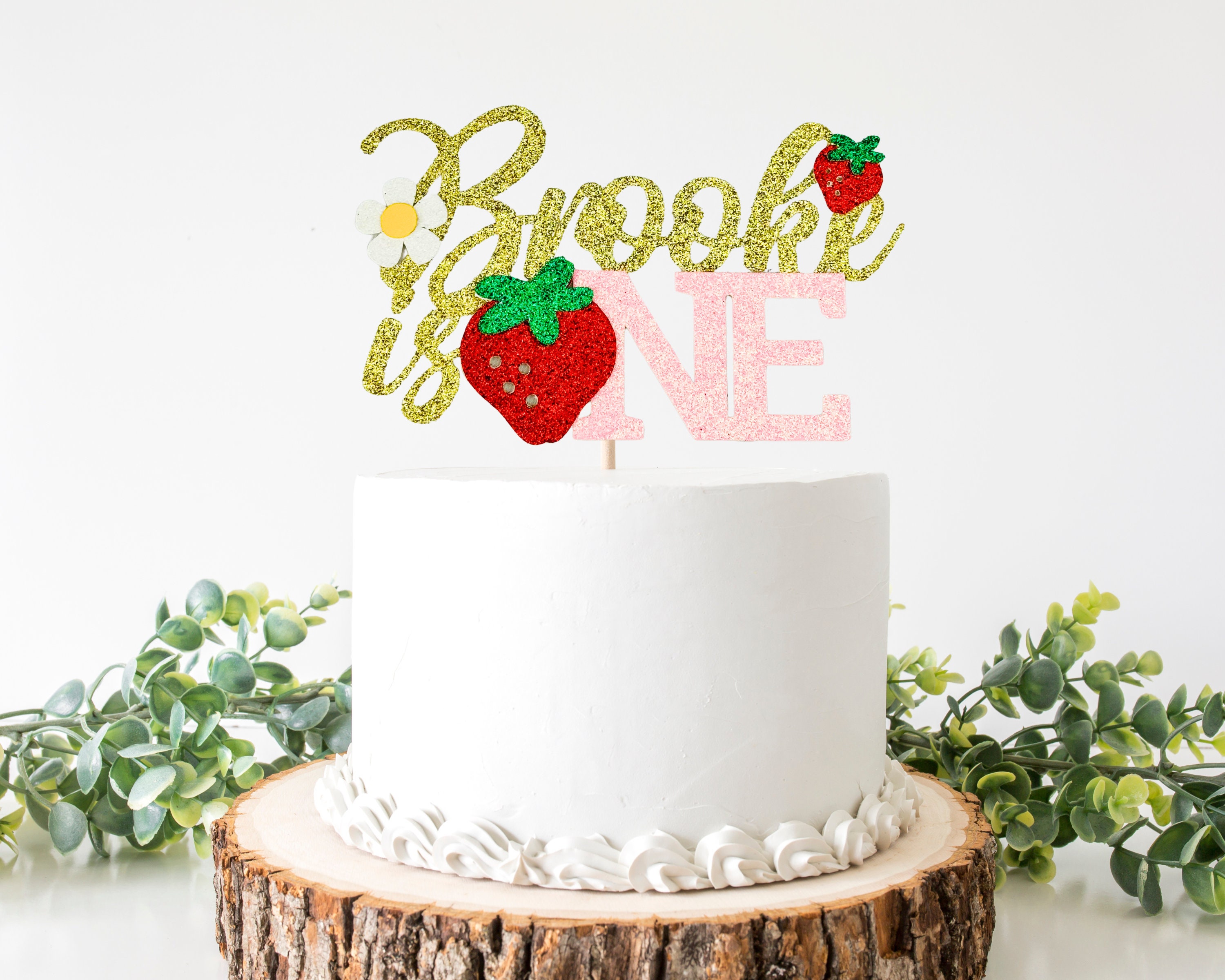 Sweet One Cake Topper/ Custom Name Strawberry Birthday Cake Topper ...