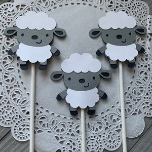 12 Baby Sheep Cupcake Toppers, Farm Animal Party, Sheep Decorations, Lamb Baby Shower, Little Lamb