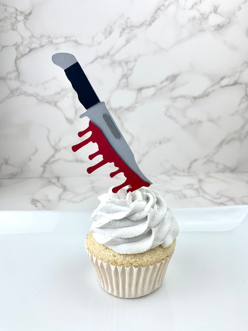 12 Bloody Knife Cupcake Toppers Scary Movie Knifes Horror Etsy