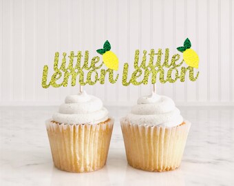 Toppers de cupcake de limón / Limón pequeño / Limonada / Uno en un cumpleaños de limón / Limón pequeño está en camino / Limonada 1a fiesta de cumpleaños