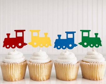 36 Stück Railroad Train Cupcake Toppers – 18 Verschiedene Motive, Für Zug-Themen-Party, Geburtstag, Baby-Shower, Kuchen-Deko