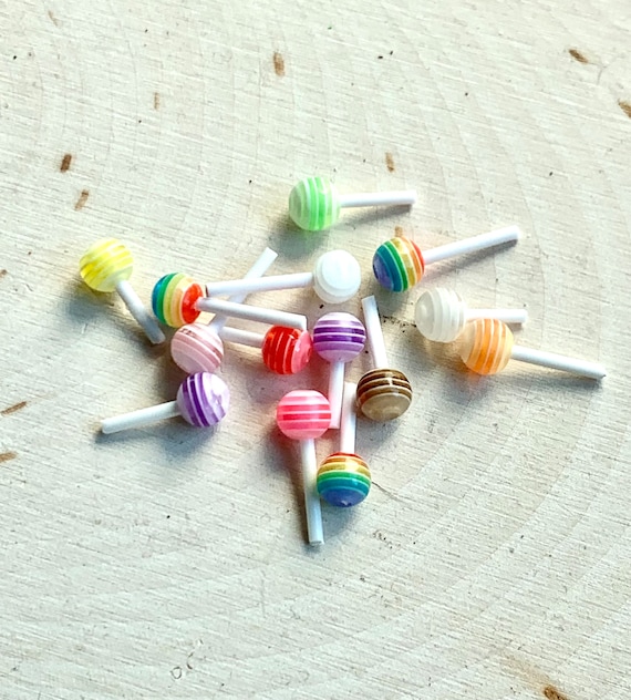 10 Mini Lollipop Candy Cabochons/ Candy Resin/ Lollipop Nail