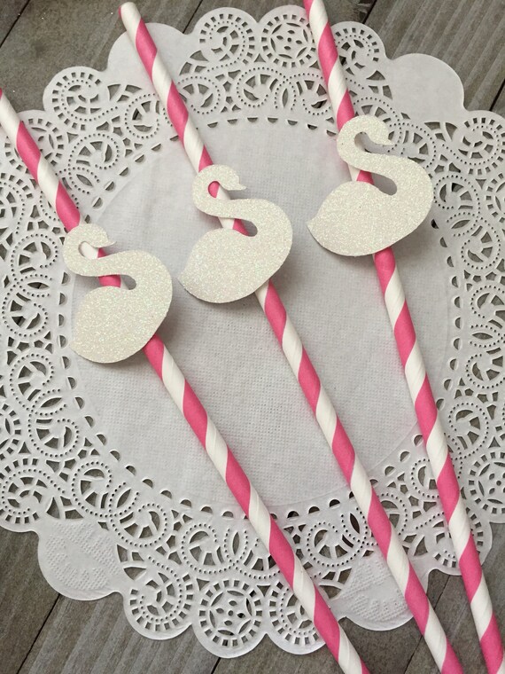 My Little Day 12 paper straws - swans My Little Day 12 paper straws - swans
