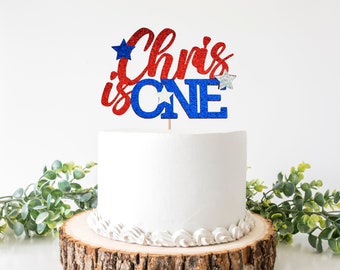 4. Juli Individueller Name Cake Topper / Personalisierter Name 1. Geburtstag Dekor / Benutzerdefinierter Name / Kleiner Feuerwerkskörper / Party Dekor