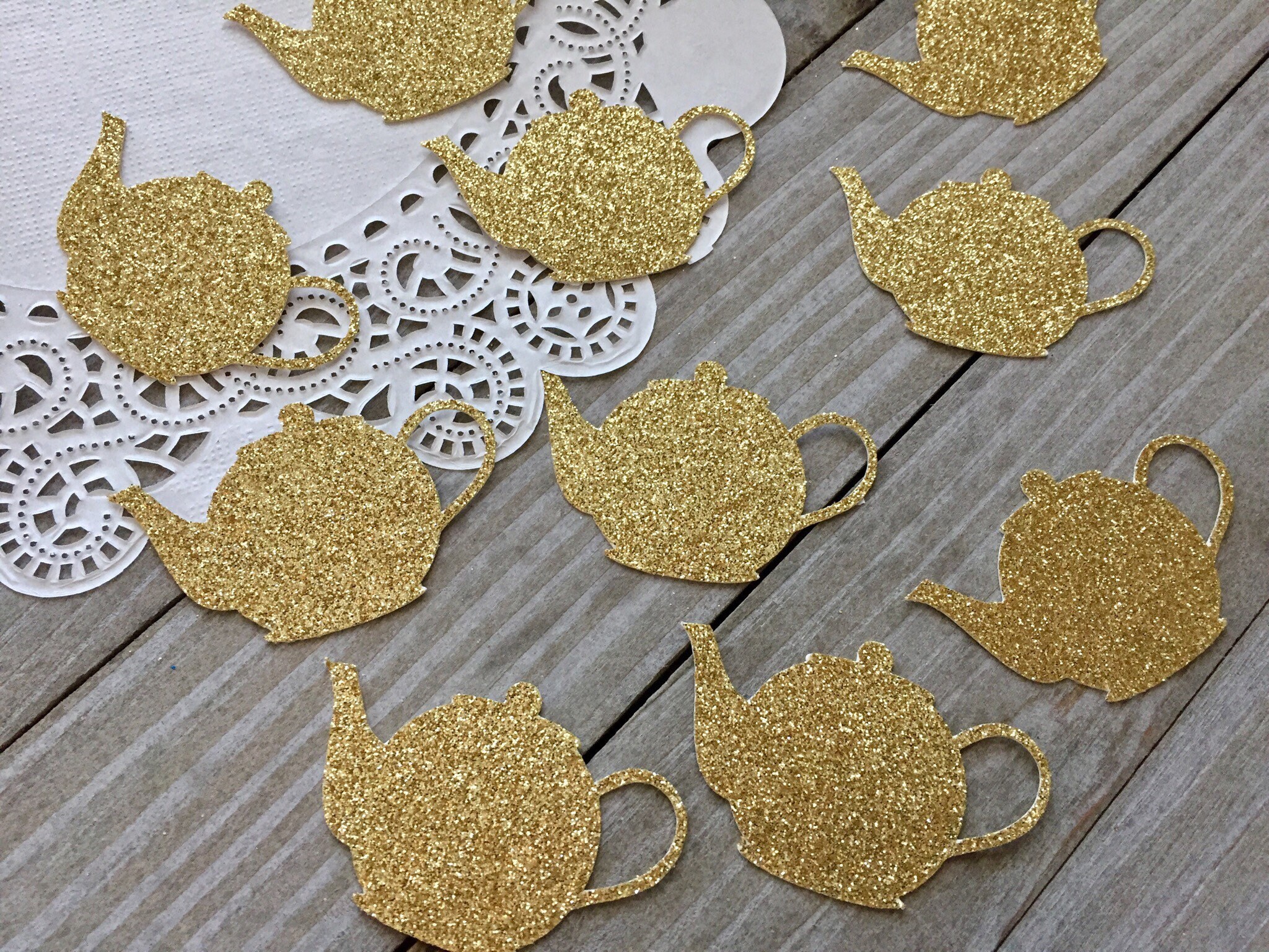 100 Alice in Wonderland Teapot Confetti Gold Glitter Teapots Etsy