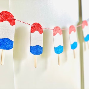 4th of July Banner/ Red, White And Blue Popsicle Banner/ Little Firecracker/ Independence Day Party/ 4th of July Birthday Party Decor