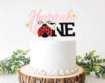 Ladybug Cake Topper/ Custom Name Centerpiece/ Little Lady Party Decorations/ Spring Birthday/ Summer Party/ Daisy/ Garden/ 1st Birthday