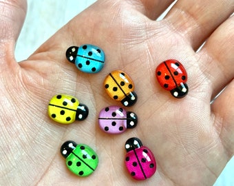 20 Ladybug Embellishments/ Multi Color Ladybugs/ Flatback/ Nail Art Suppiles/ Bug Arts And Crafts/ 13x10mm