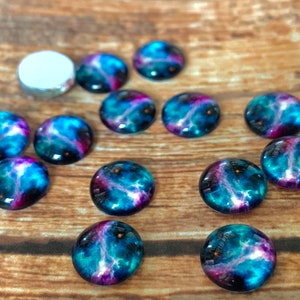 10 Galaxy Photo Glass Dome Cabochon / Outer Space Glass / Galaxy Print / Sieraden Benodigdheden / Oorbellen / 8mm / 10mm / 12mm