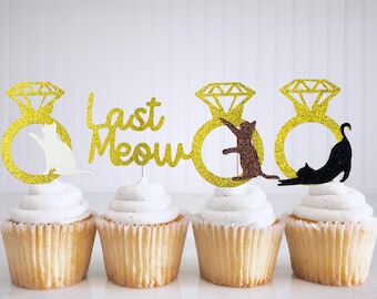 Last Meow Before The Vow Cat Cupcake Toppers/ Mom Is Getting Meowied Bridal Party Decorations/ Purrfect I Do Crew/ Cat Mom Bride Bash