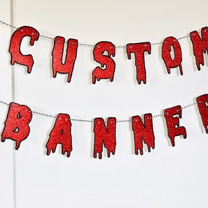 Bloody Halloween Banner/ Spooky Halloween Dripping Blood Banner/ Halloween Party Decor/ Custom Banner/ Killer Birthday/ Happy Halloween