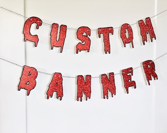 Bloody Halloween Banner/ Spooky Halloween Dripping Blood Banner/ Halloween Party Decor/ Custom Banner/ Killer Birthday/ Happy Halloween