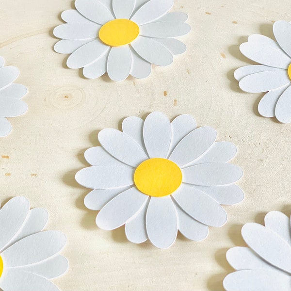 Daisy Confetti/ 50 Pieces/ White Daisies/ Spring Daisy Decor/ Daisy Party Decor/Groovy/ Baby Shower/ Bridal Shower Decor/ Garden Party