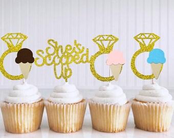 She's Been Scooped Up Cupcake Toppers/ Ice Cream Bridal Shower/ Last Scoop Before  I Do/ Sweet Bride Bash/ Neopolitan Bachelorette Party
