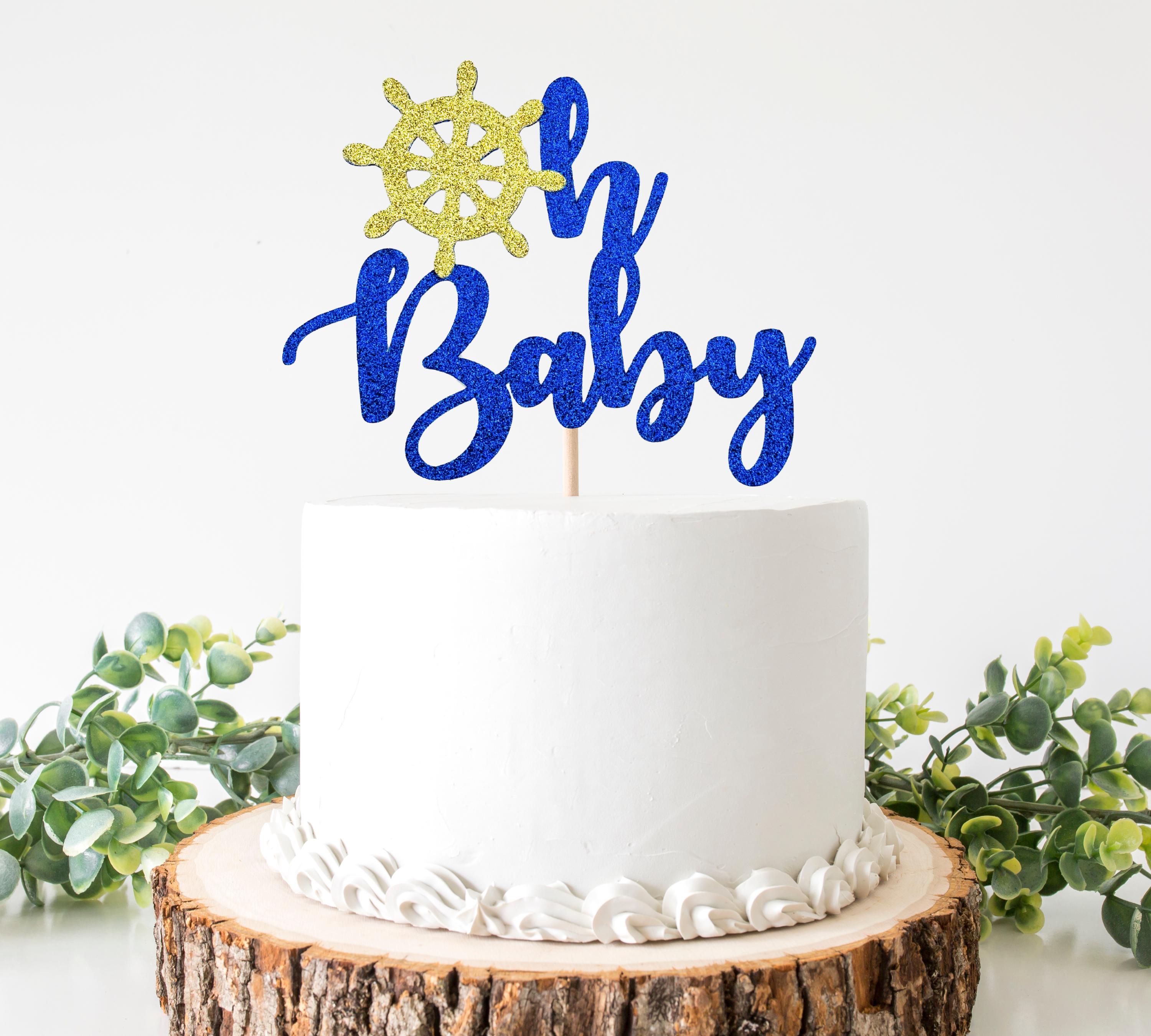 "Ahoy, It's A Boy!" Cake Topper – Blue Nautical Baby Shower, Gender Reveal, Birthday Party Decor - View #13