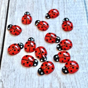 20 Red Ladybug Embellishments/ Flatback/ Nail Art Suppiles/ Bug Arts And Crafts/ 13x10mm