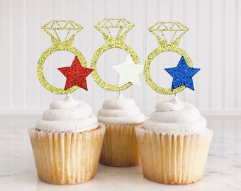 Rot, Weiß und ich mache Cupcake Toppers / 4. Juli Junggesellinnenabschied Dekor / Unabhängigkeit Verlobungsfeier Zubehör / Brautparty Dekoration